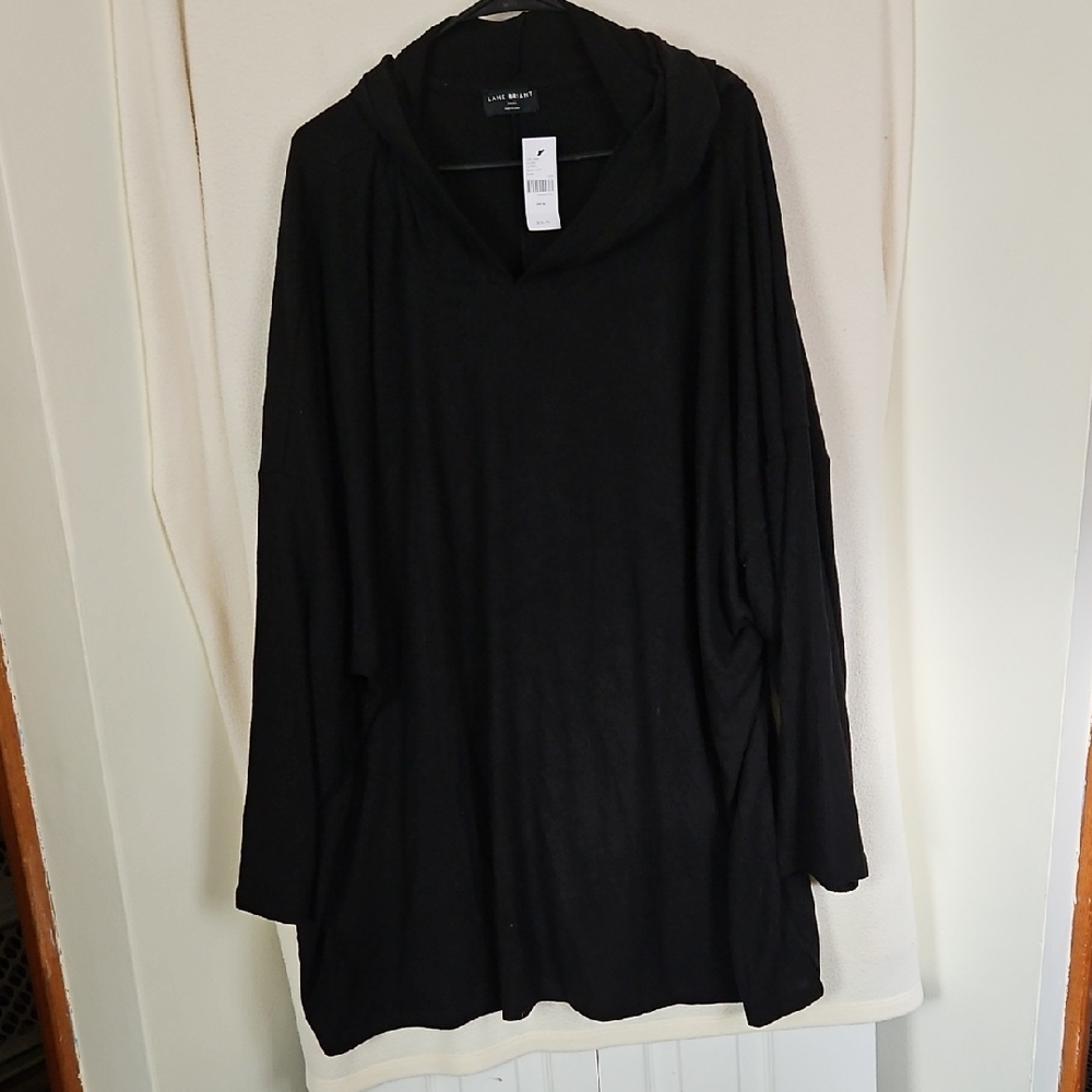 Lane Bryant Black Hooded Tunic Top